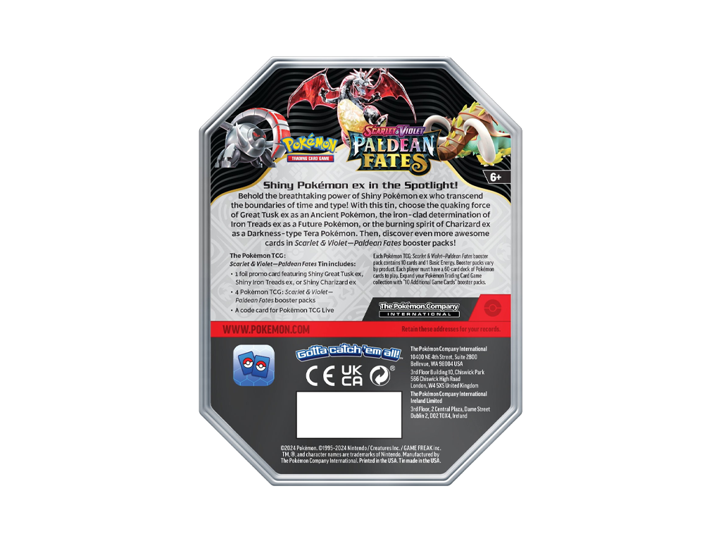 Pokemon Paldean Fates: Great Tusk ex Tin-Pokemon-pikastore.cz