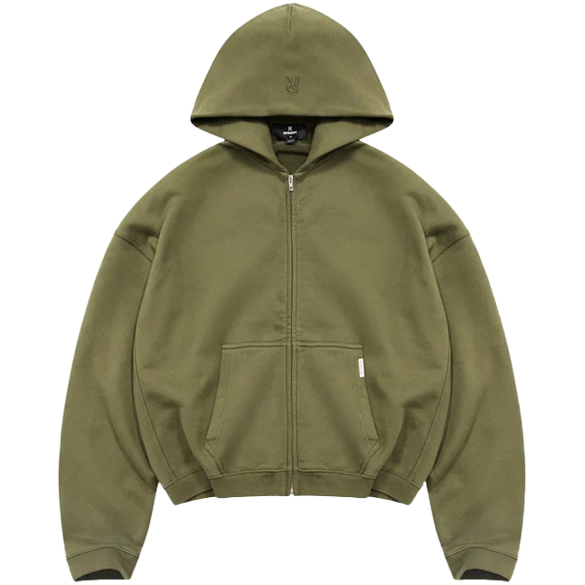 Represent Initial Boxy Zip Through Hoodie Army Green-Represent-pikastore.cz