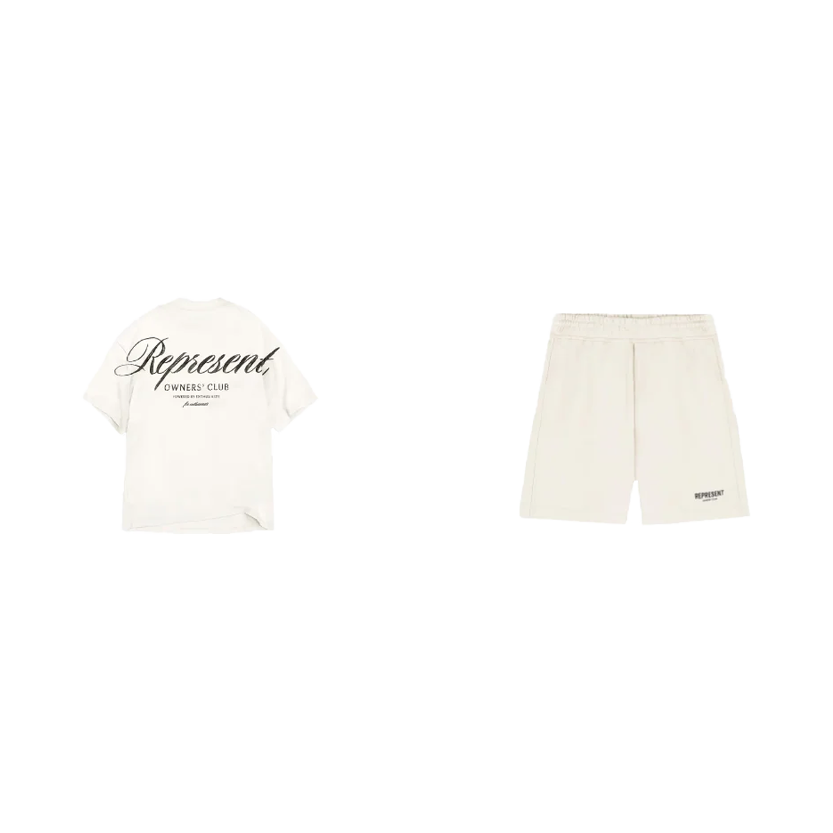 Represent Owners Club Script T-Shirt + Shorts Flat White - SET-Bundle-Represent-pikastore.cz