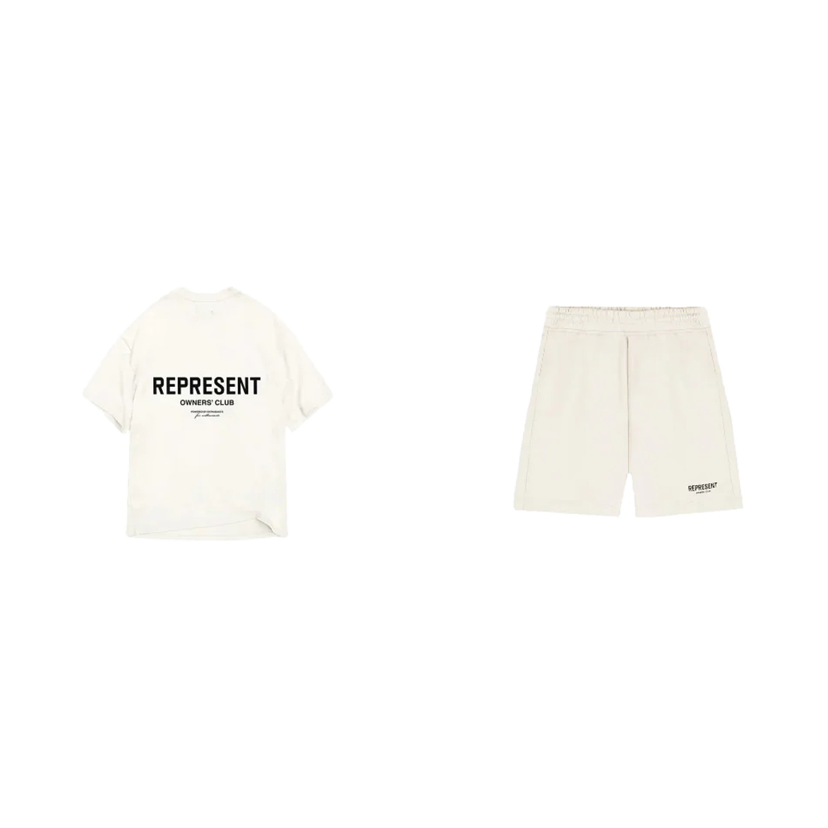 Represent Owners Club T-Shirt + Shorts Flat White - SET-Bundle-Represent-pikastore.cz