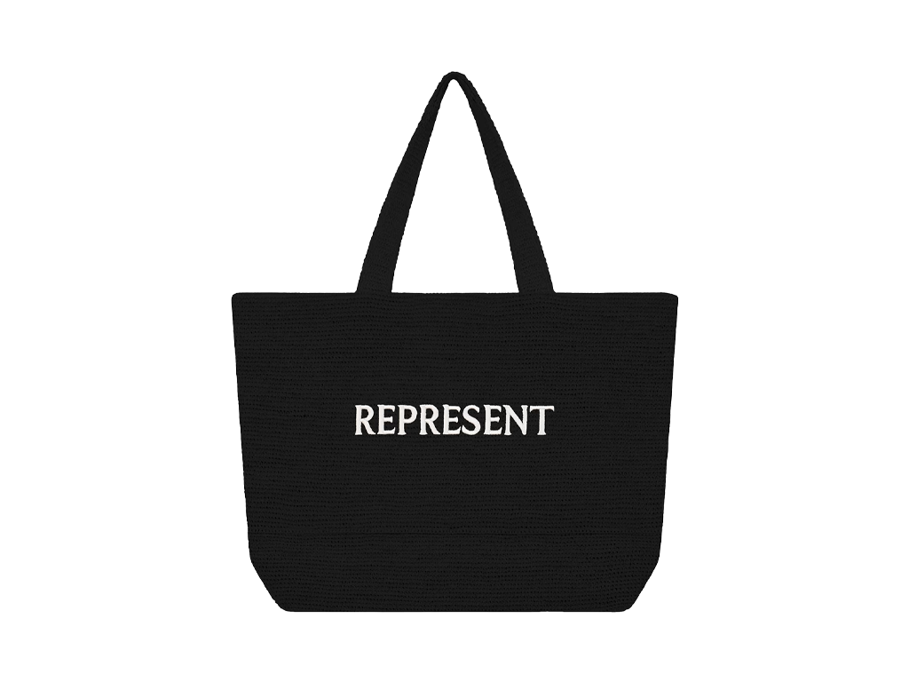 Represent Raffia Tote Bag Jet Black
