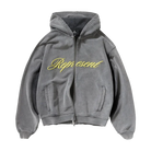 Represent Script Logo Zip Hoodie Vintage Grey-Represent-pikastore.cz