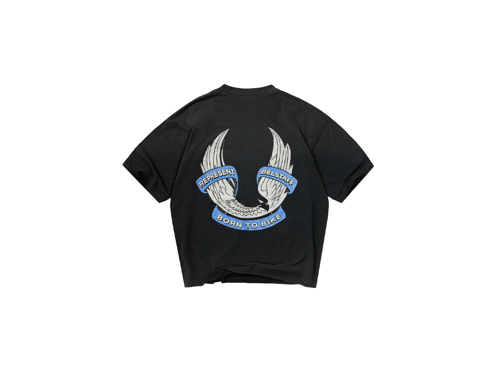 Represent X Belstaff Born To Bike T-Shirt Aged Black-Represent-pikastore.cz
