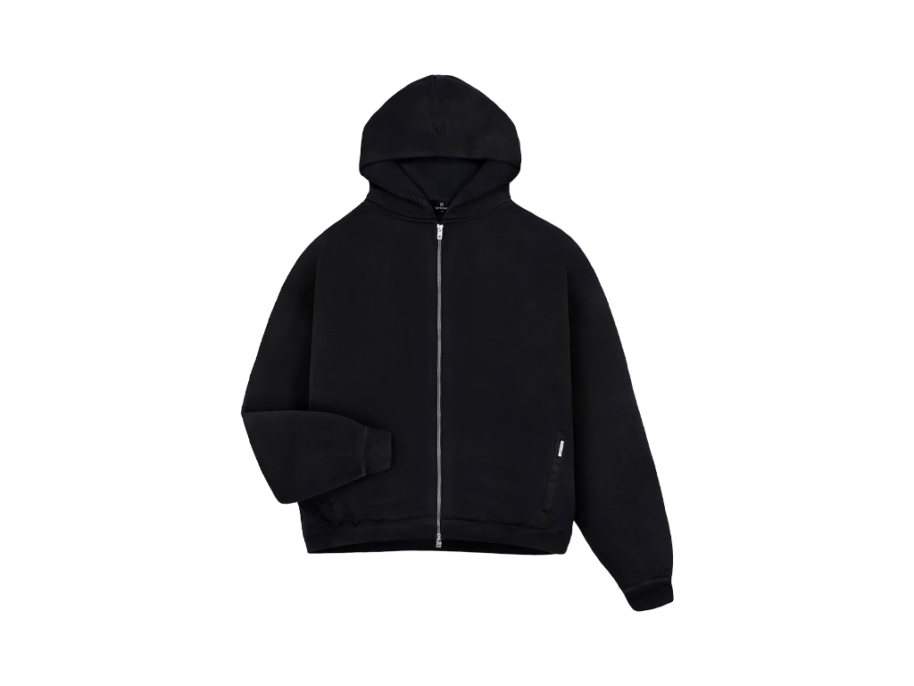 Represent Initial Boxy Zip Through Hoodie Black-Represent-pikastore.cz