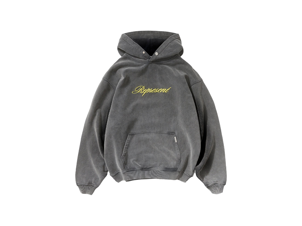 Represent Script Logo Hoodie Vintage Black-Represent-pikastore.cz
