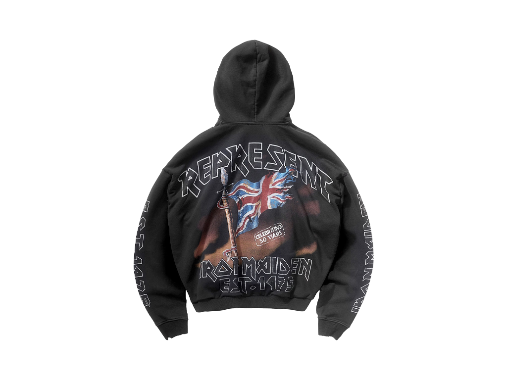 Represent X Iron Maiden Steed Hoodie Stained Black-Represent-pikastore.cz