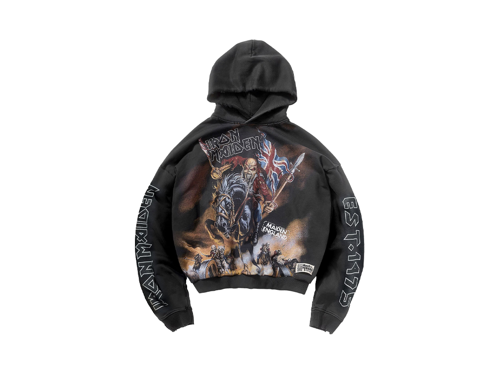 Represent X Iron Maiden Steed Hoodie Stained Black-Represent-pikastore.cz