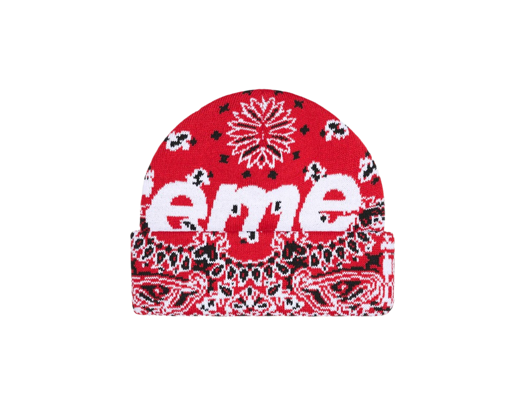Supreme Bandana Big Logo Beanie Red-Supreme-pikastore.cz