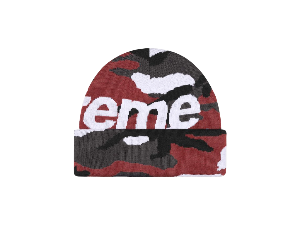 Supreme Camo Big Logo Beanie Red Camo
