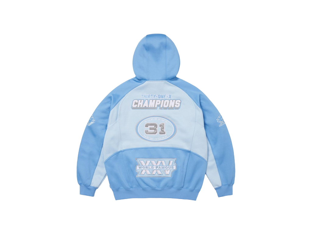 Supreme Football Zip Up Hooded Sweatshirt Light Blue-Supreme-pikastore.cz