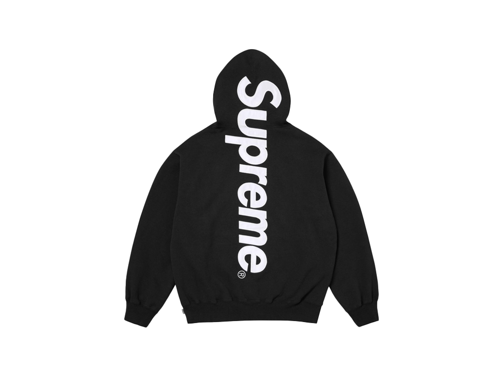 Supreme Satin Applique Hooded Sweatshirt Black