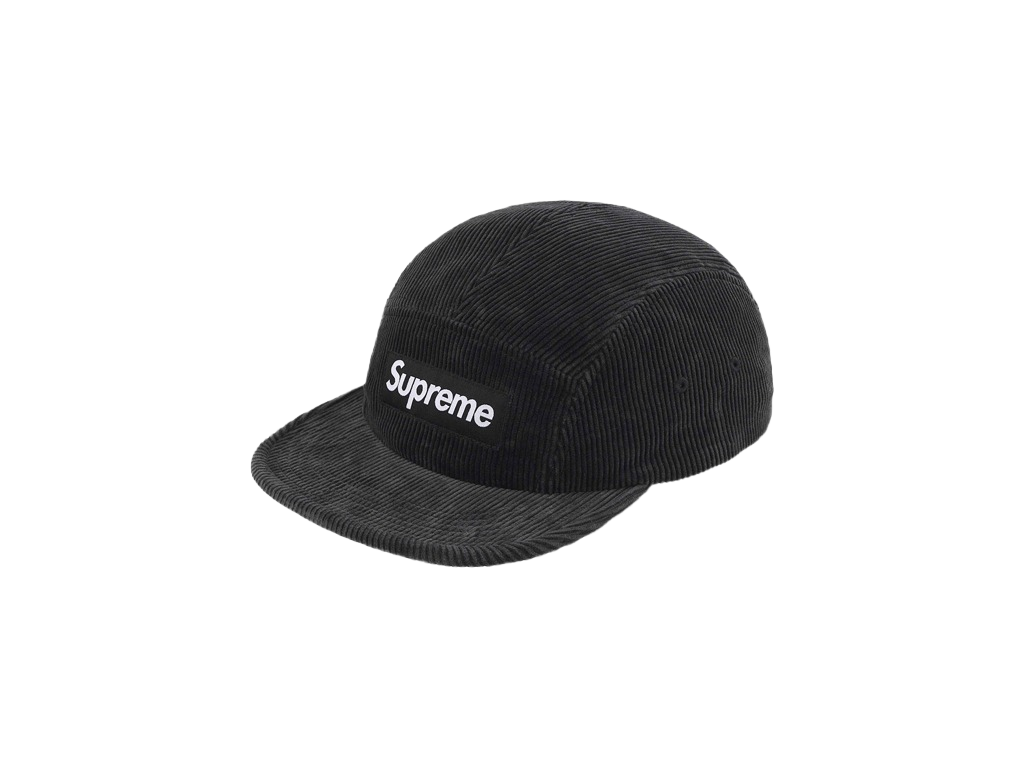 Supreme Corduroy Camp Cap (SS25) Black-Supreme-pikastore.cz