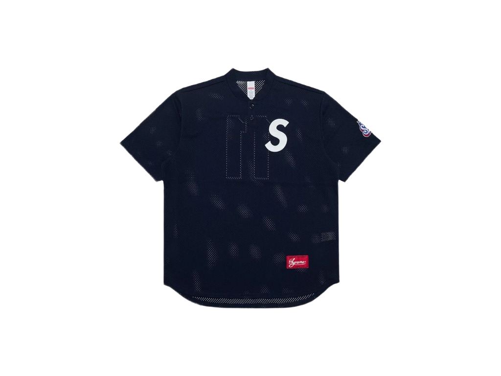 Supreme S Logo Baseball Henley Navy-Supreme-pikastore.cz