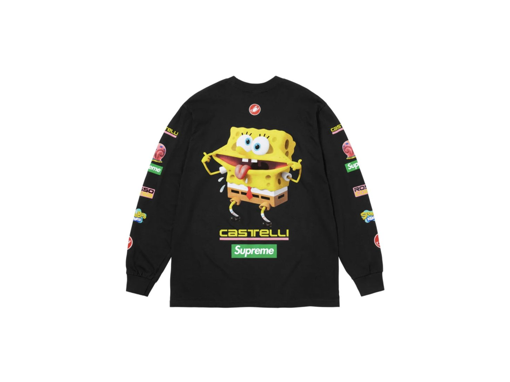 Supreme SpongeBob/Castelli Racing L/S Tee Black-Supreme-pikastore.cz