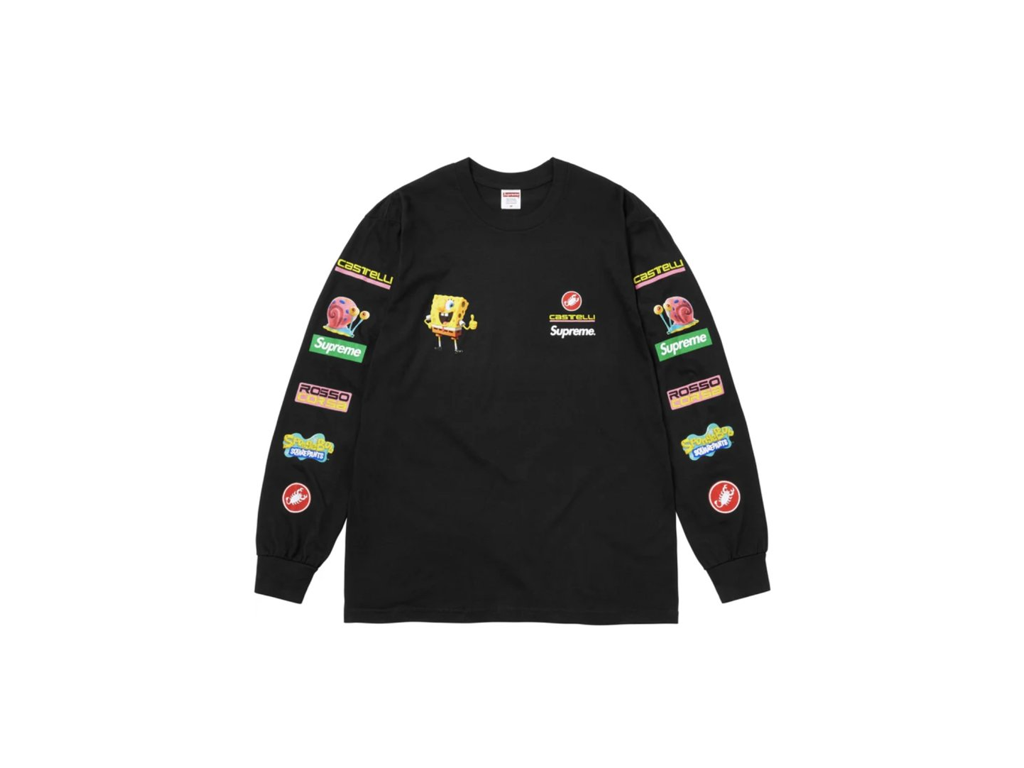 Supreme SpongeBob/Castelli Racing L/S Tee Black-Supreme-pikastore.cz