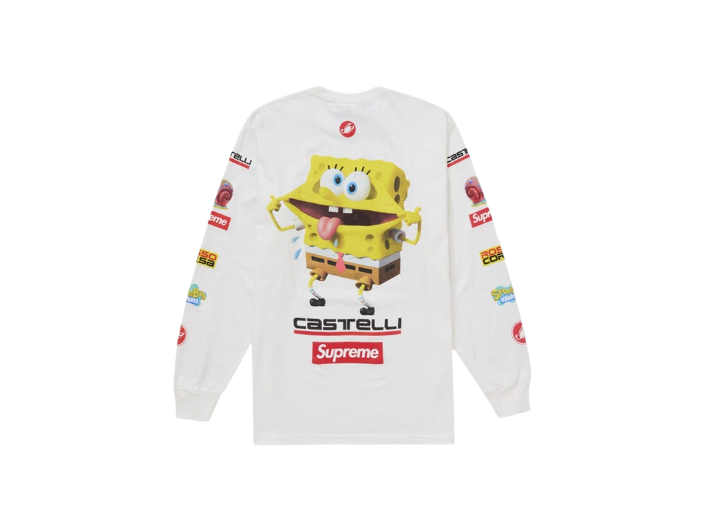 Supreme SpongeBob/Castelli Racing L/S Tee White-Supreme-pikastore.cz
