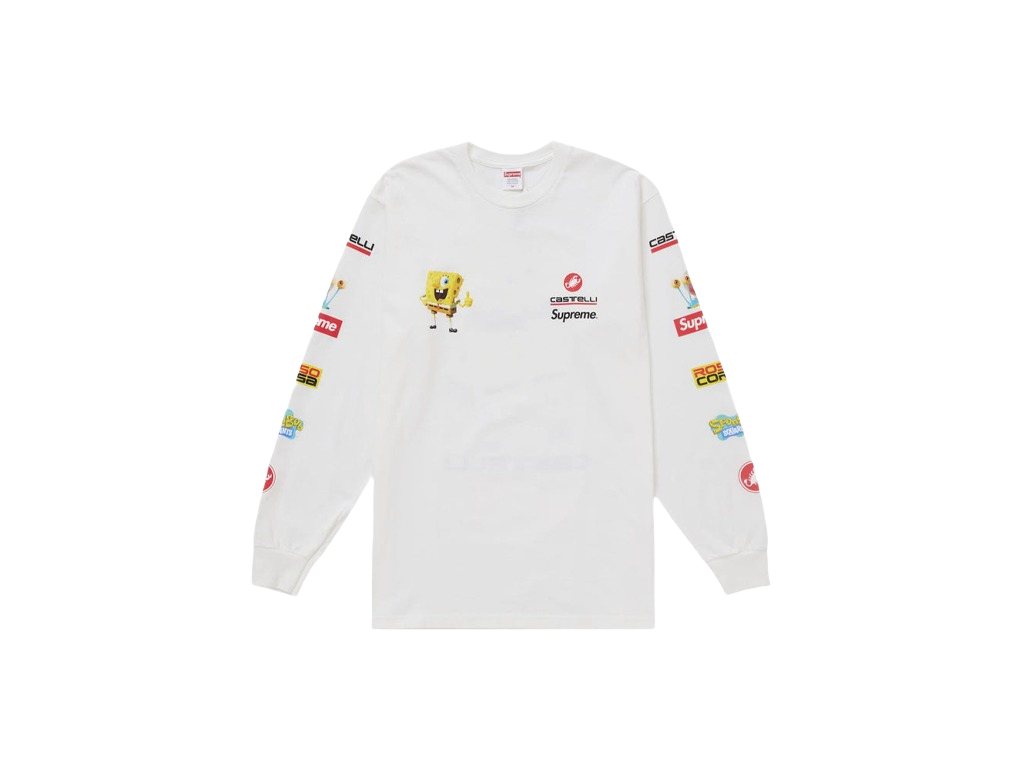 Supreme SpongeBob/Castelli Racing L/S Tee White-Supreme-pikastore.cz