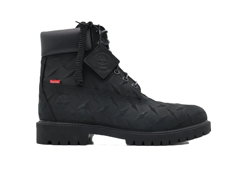 Supreme x Timberland 6 Inch Premium Waterproof Boot Embossed Diamond Plate - Black – sko – foto 3 af 5