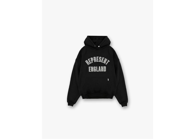 Represent England Applique Hoodie Jet Black-Represent-pikastore.cz
