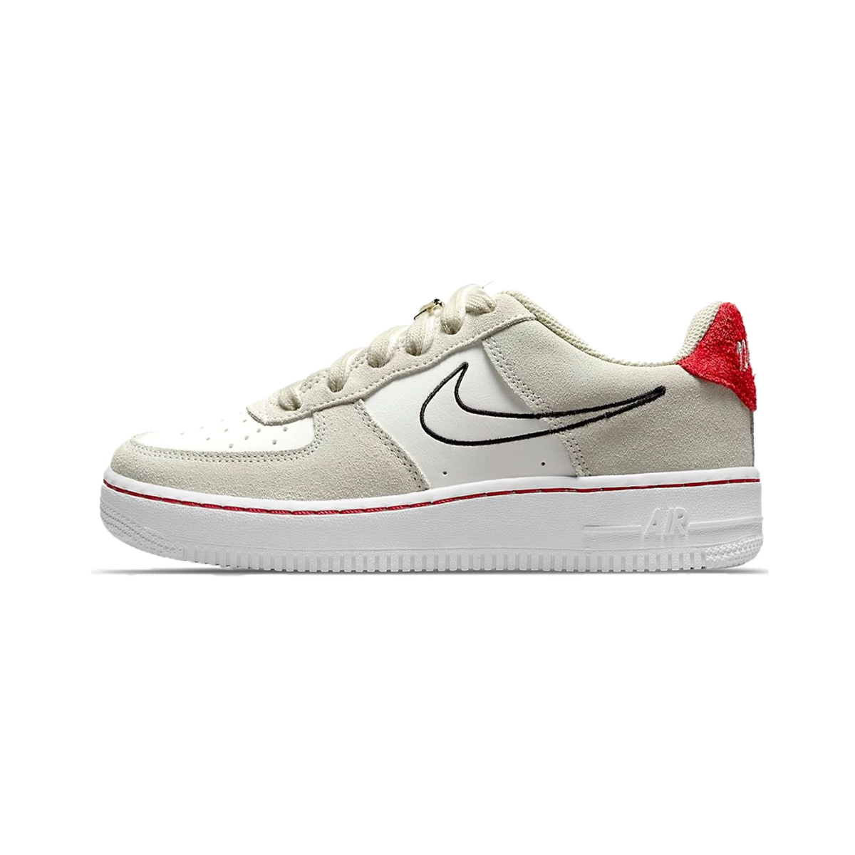 Nike Air Force 1 LV8 S50 GS Light Stone University Red-Nike-pikastore.cz