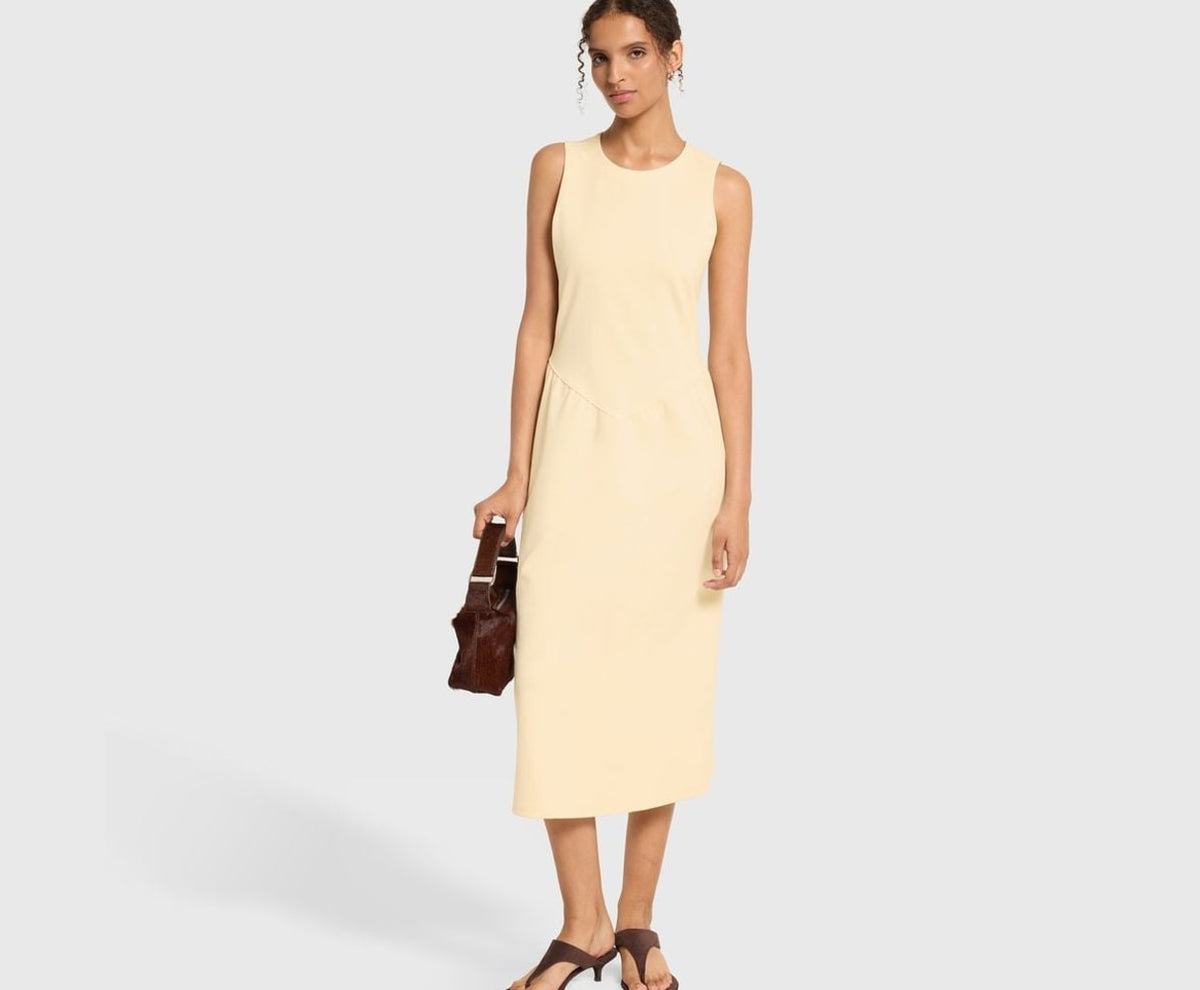 Calvin Klein Midi dress Light Yellow – ruházat – fotó 5/5