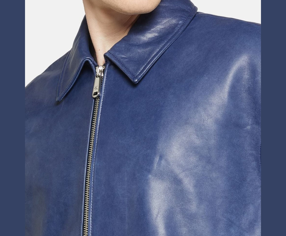 Calvin Klein Leather blouson Blue – Bekleidung – Foto 3 von 6