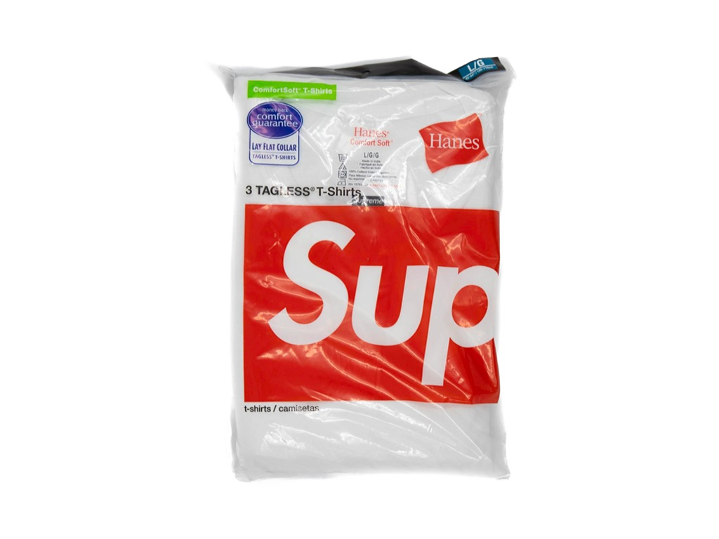 Supreme Hanes Tagless Tees (3 Pack) White-Supreme-pikastore.cz