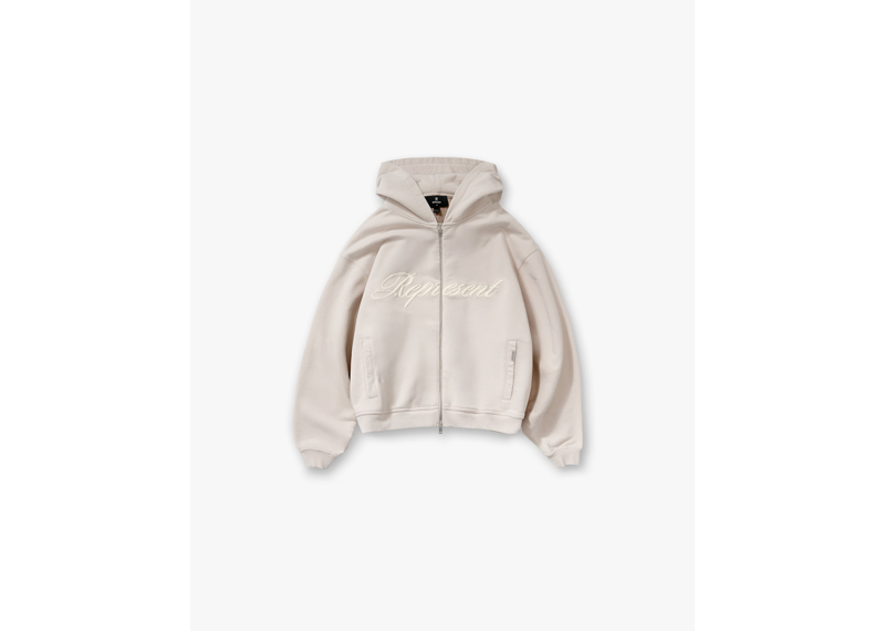 Represent Script Logo Zip Hoodie Concrete-Represent-pikastore.cz