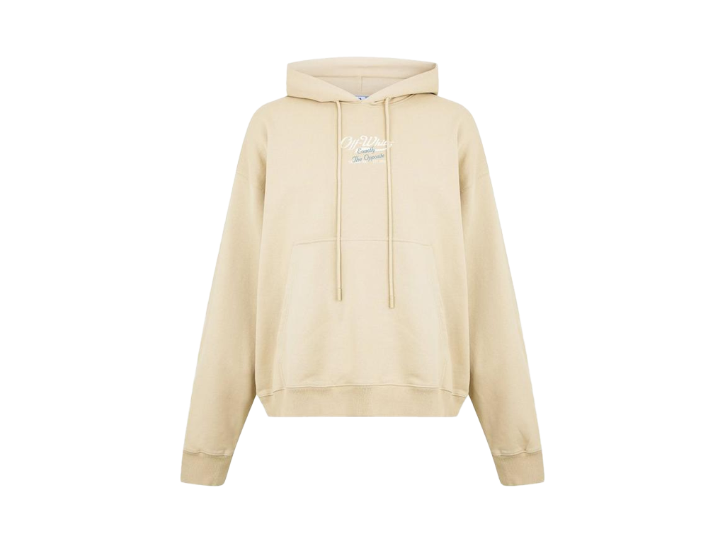 OFF-WHITE Script Logo Opp Over Skate Hoodie Beige