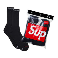 Supreme Hanes Crew Socks (4 Pack) Black