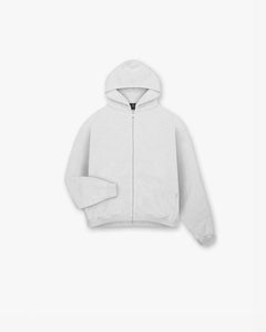 Represent Initial Boxy Zip Through Hoodie Ice Grey Marl