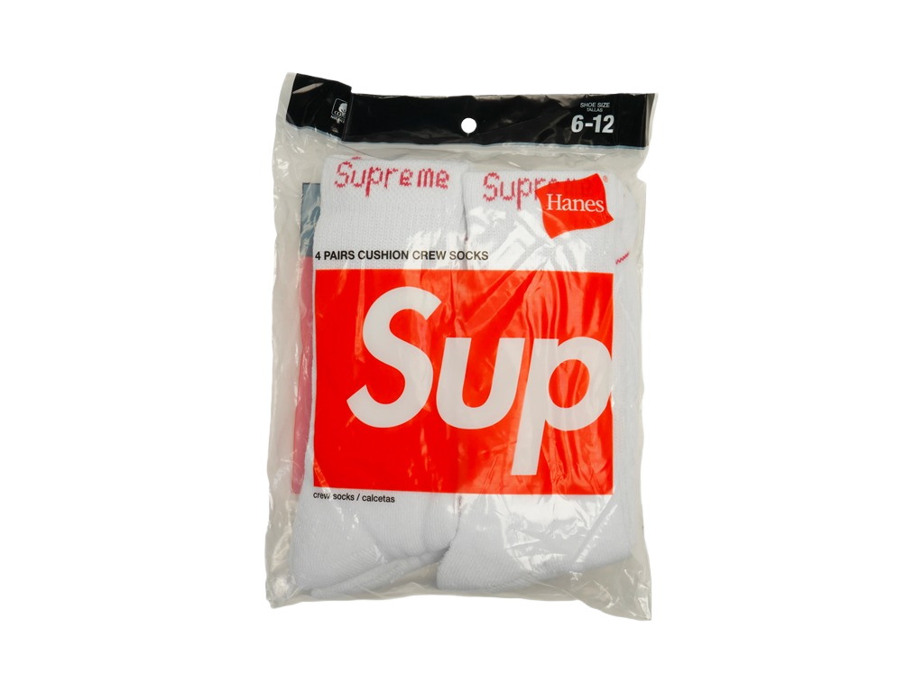 Supreme Hanes Crew Socks Crew Socks (4 Pack) White-Supreme-pikastore.cz