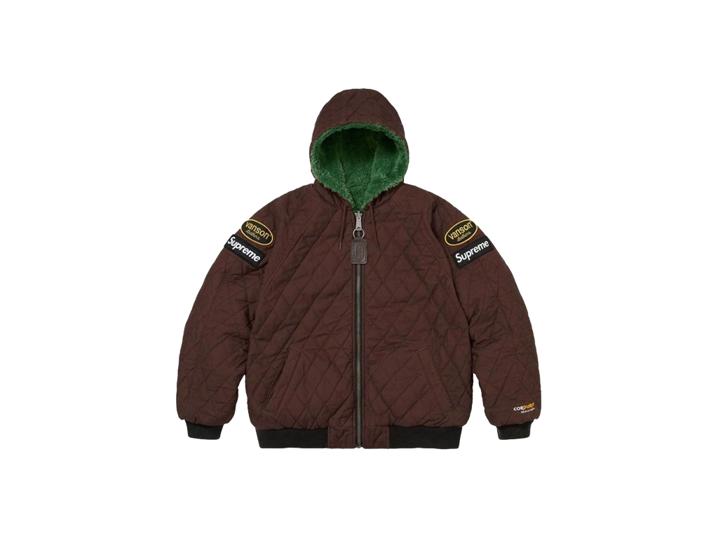 Supreme x Vanson Leathers Reversible Quilted Hooded Jacket Brown – Jacke – Foto 3 von 3